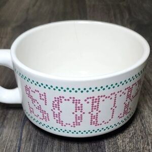 Vintage 1970s Houston Foods Oversized Cross Stitch Ceramic Soup Mug